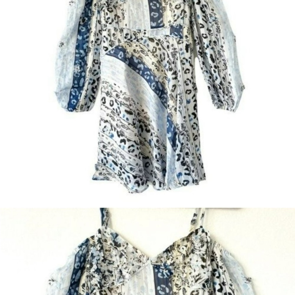 Foxiedox Aurora 3D floral print 3D appliqué
mini dress cold shoulder sleeves - Picture 4 of 4